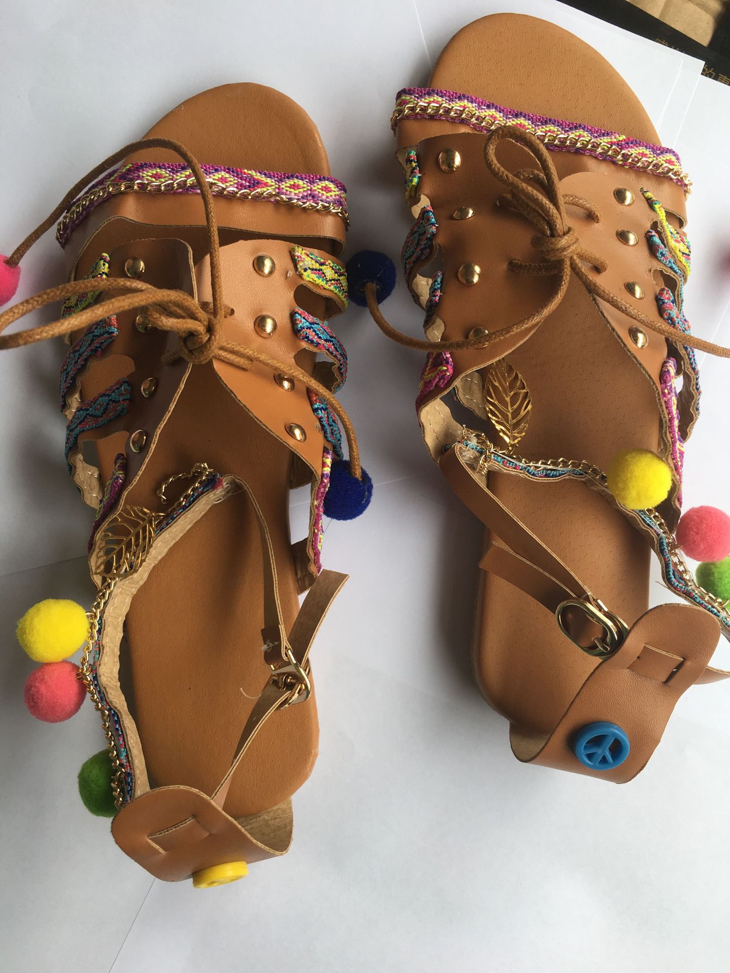 Large size national wind sandals women's bohemian sandals spot women's shoes - the picture is taken by myself