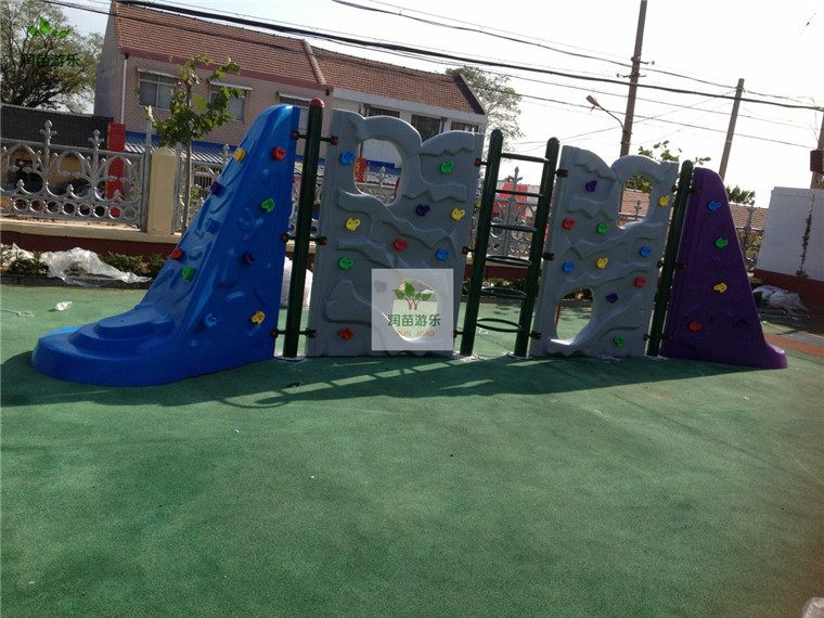 Community children's outdoor plastic climbing wall slide combination